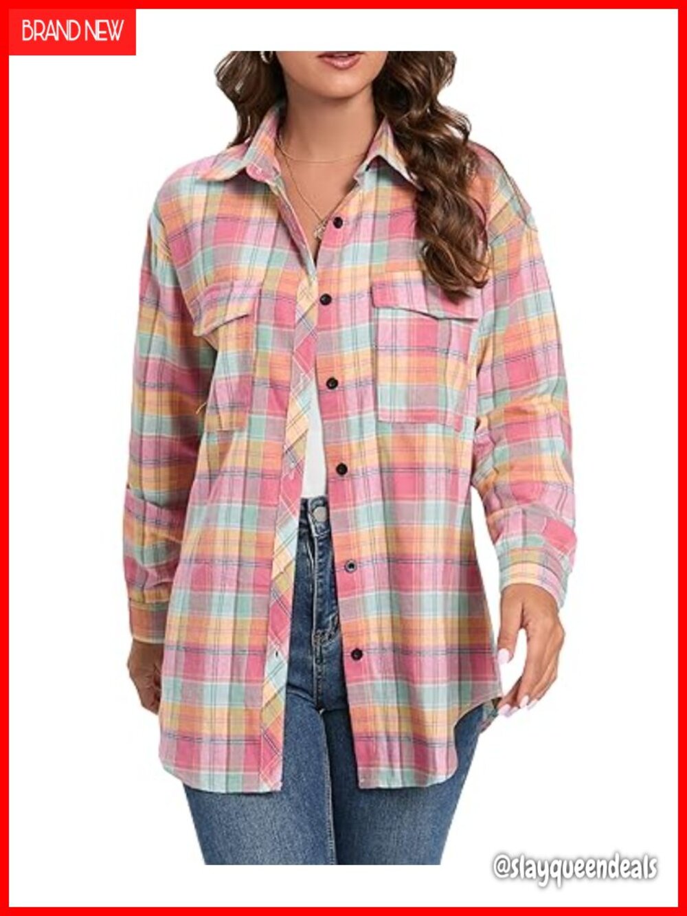 Cuffed Long Sleeve Button Down Plaid Flannel Shirt, Cotton Spandex